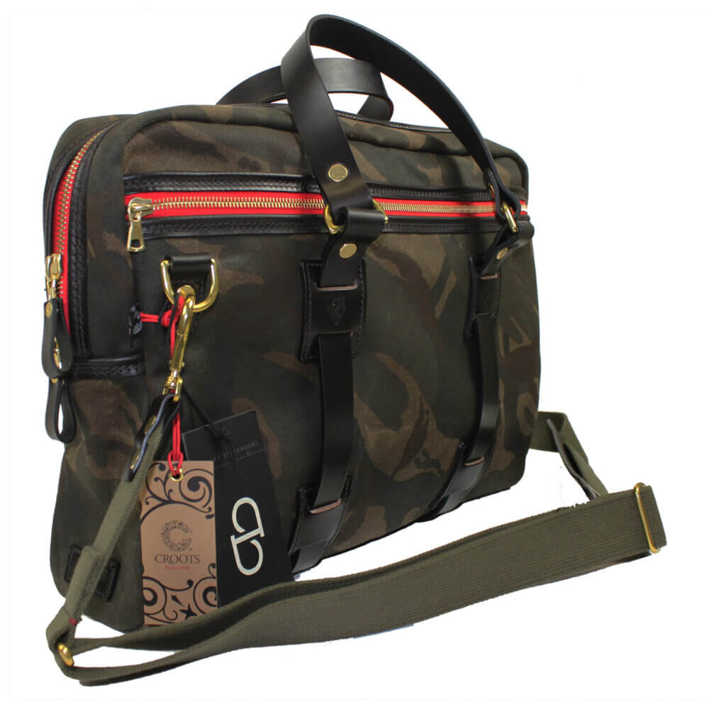 Waxed Camo Laptop Bag by Croots England