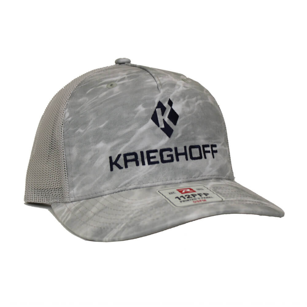 Hat, Richardson Trucker, Mossy Oak Bonefish/Light Grey w Navy Logo