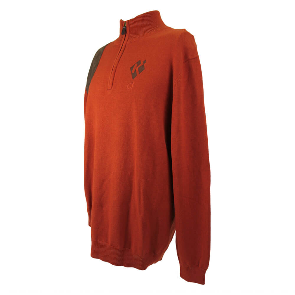 “Wilfried” 1/4 Zip Orange Sweater by Club Interchasse