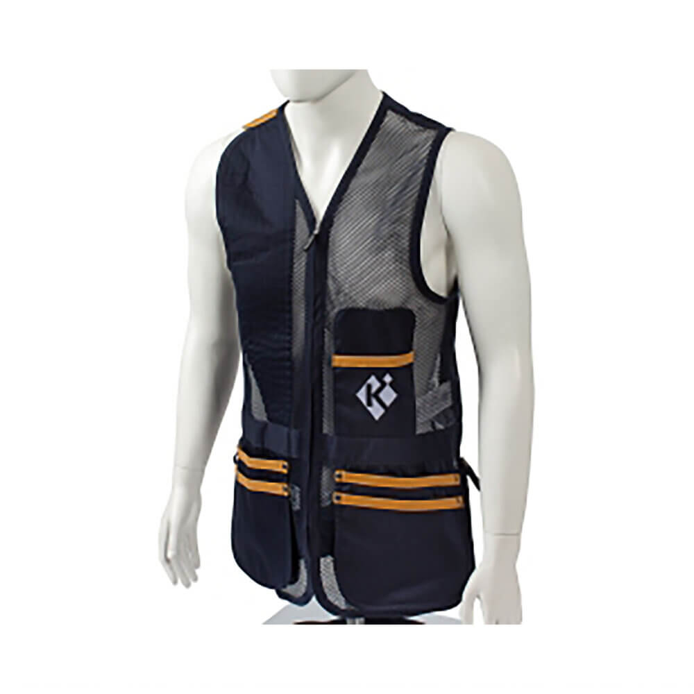 Krieghoff Mesh Shooting Vest by Castellani, Navy Blue, Fabric Pad, Right Handed