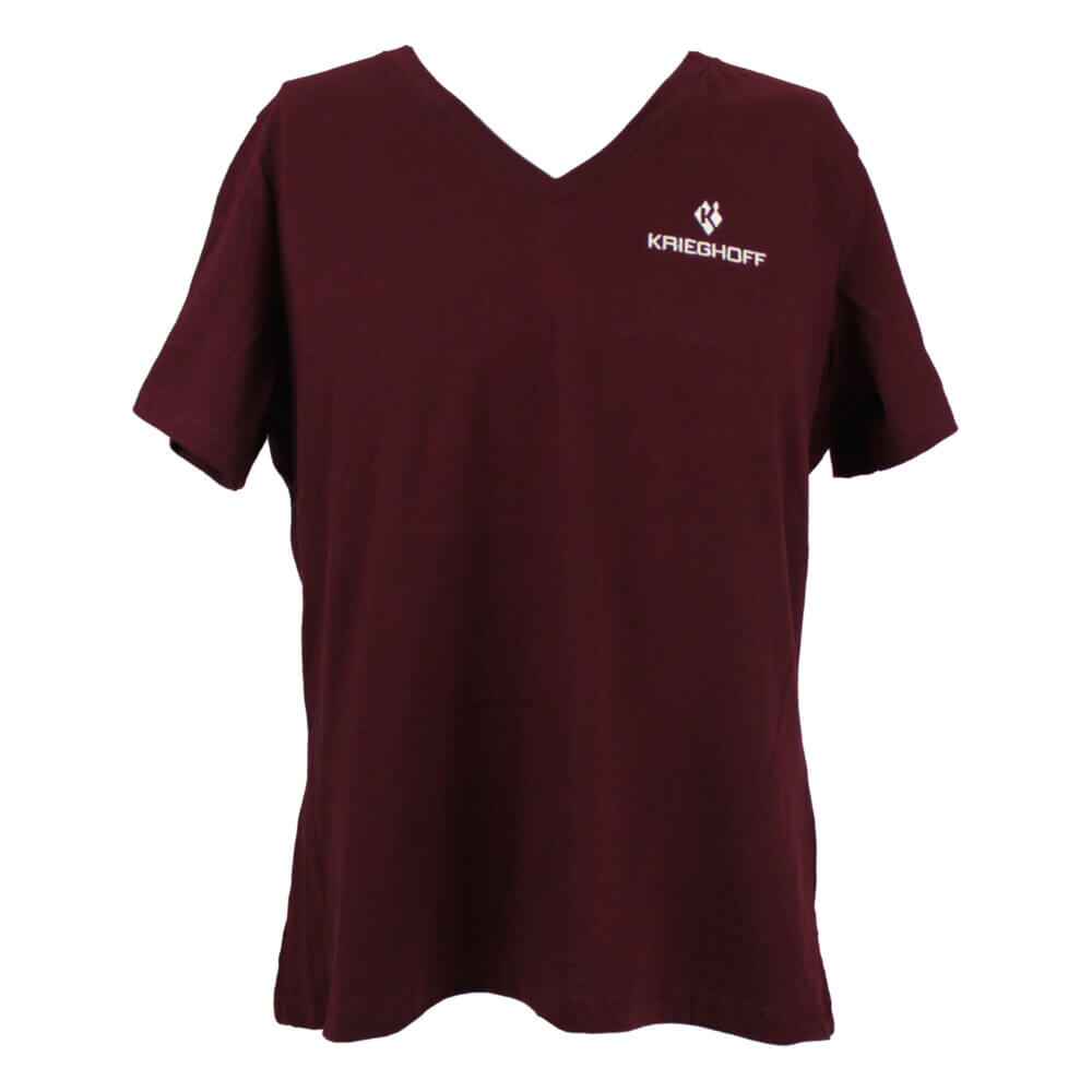 Krieghoff Ladies’ V-Neck T-Shirt, Relaxed Fit, Maroon