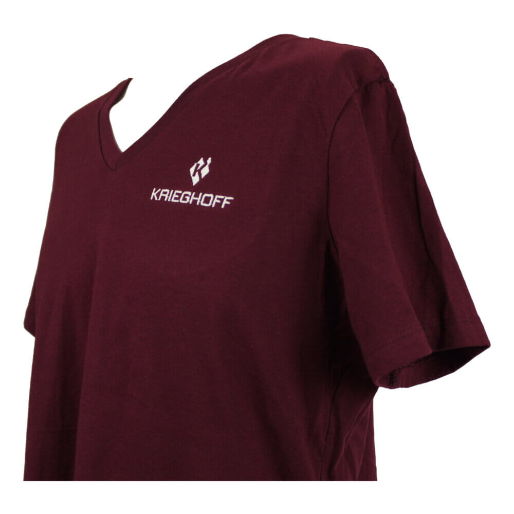 Krieghoff Ladies’ V-Neck T-Shirt, Relaxed Fit, Maroon